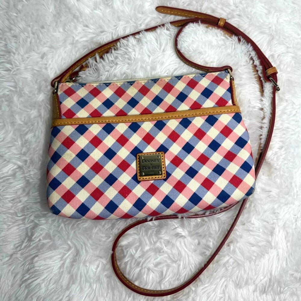 DOONEY & BOURKE Plaid Blue Red and White Canvas Crossbody